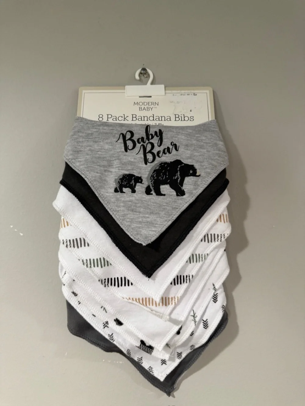 Baby Bear Gray Bandana Bibs - 8 Pack